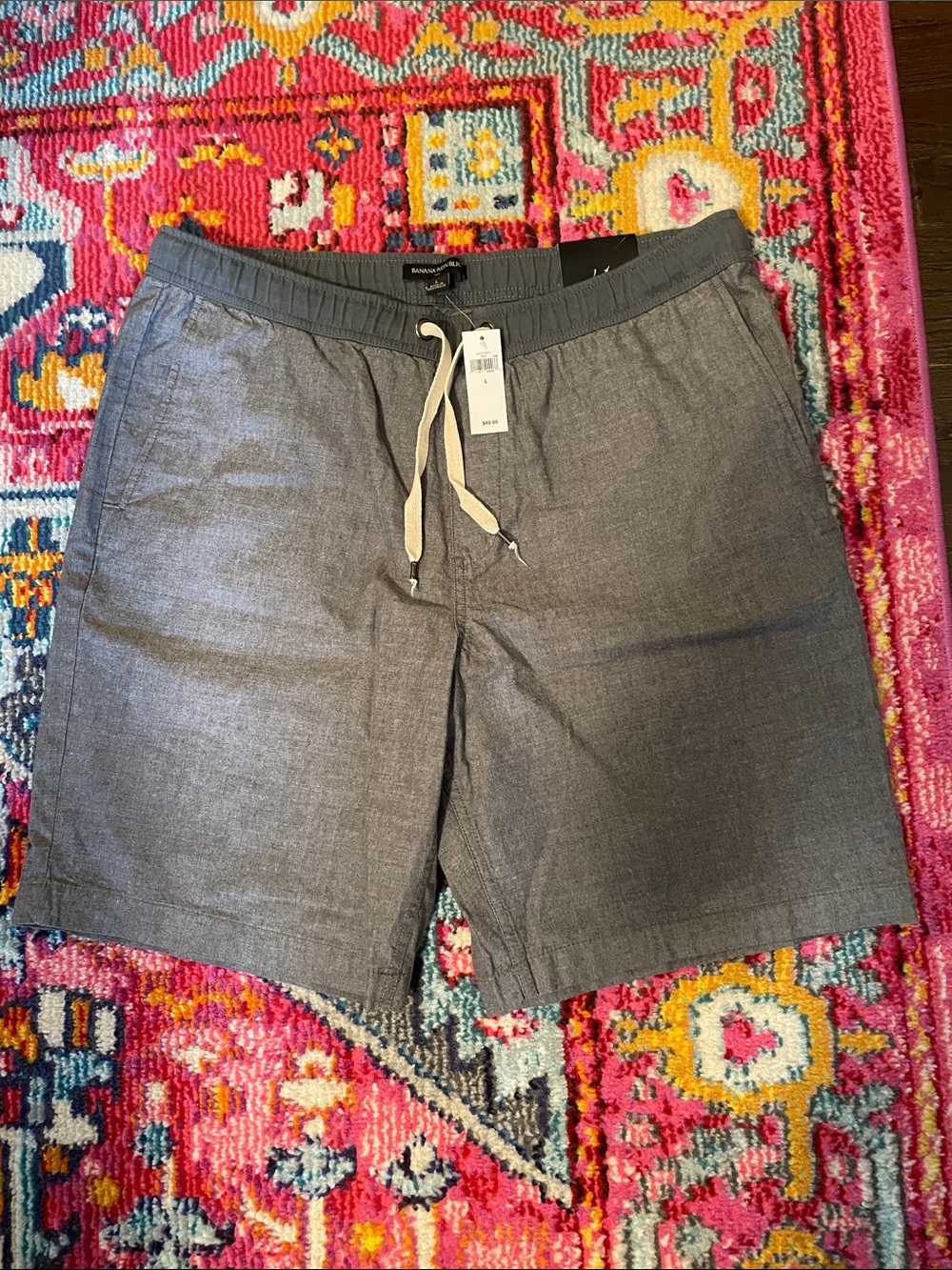Banana Republic Gray Drawstring Linen-Blend Shorts